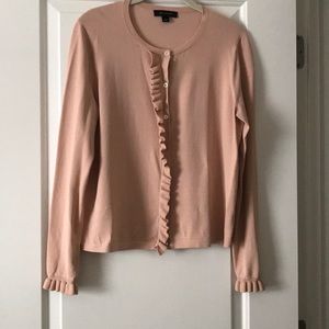 ANN TAYLOR ruffled pink cardigan size L